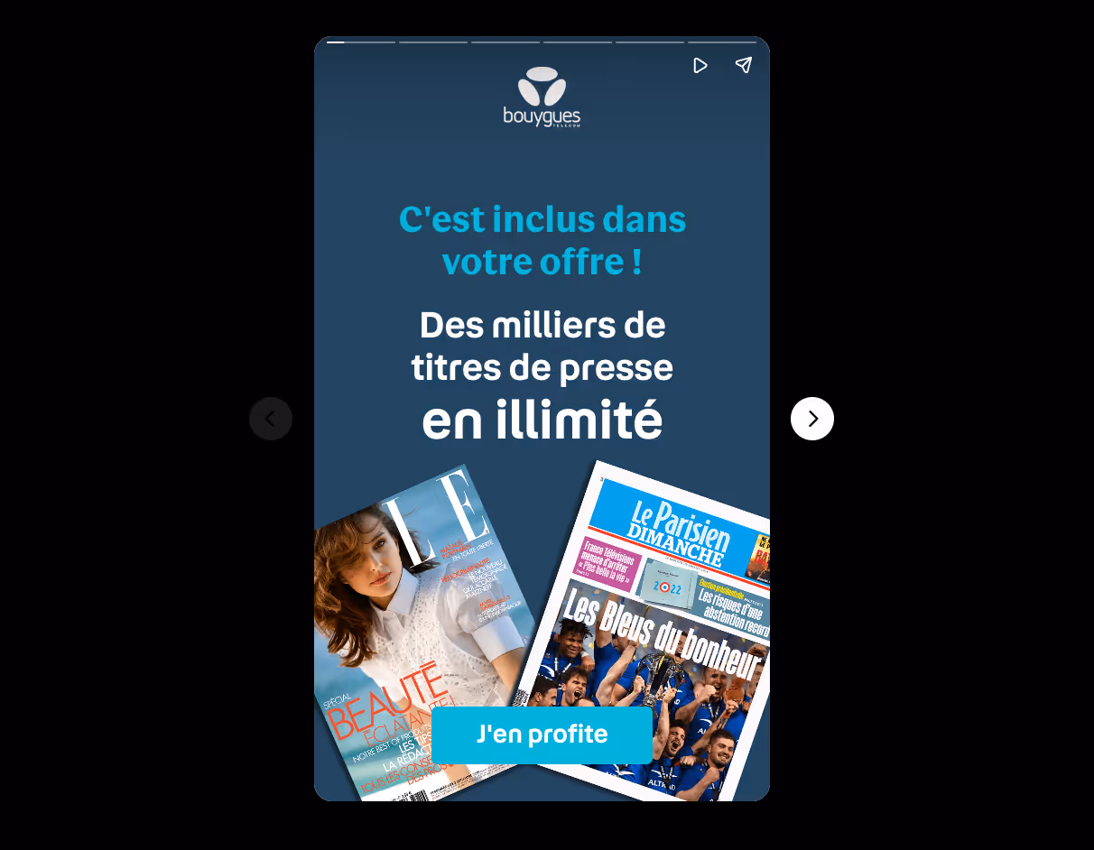 Offre Bouygues Telecom présentée via une web story