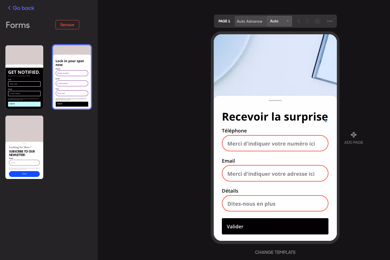 Ajout d'un formulaire pour récupérer des coordonnées dans une web story