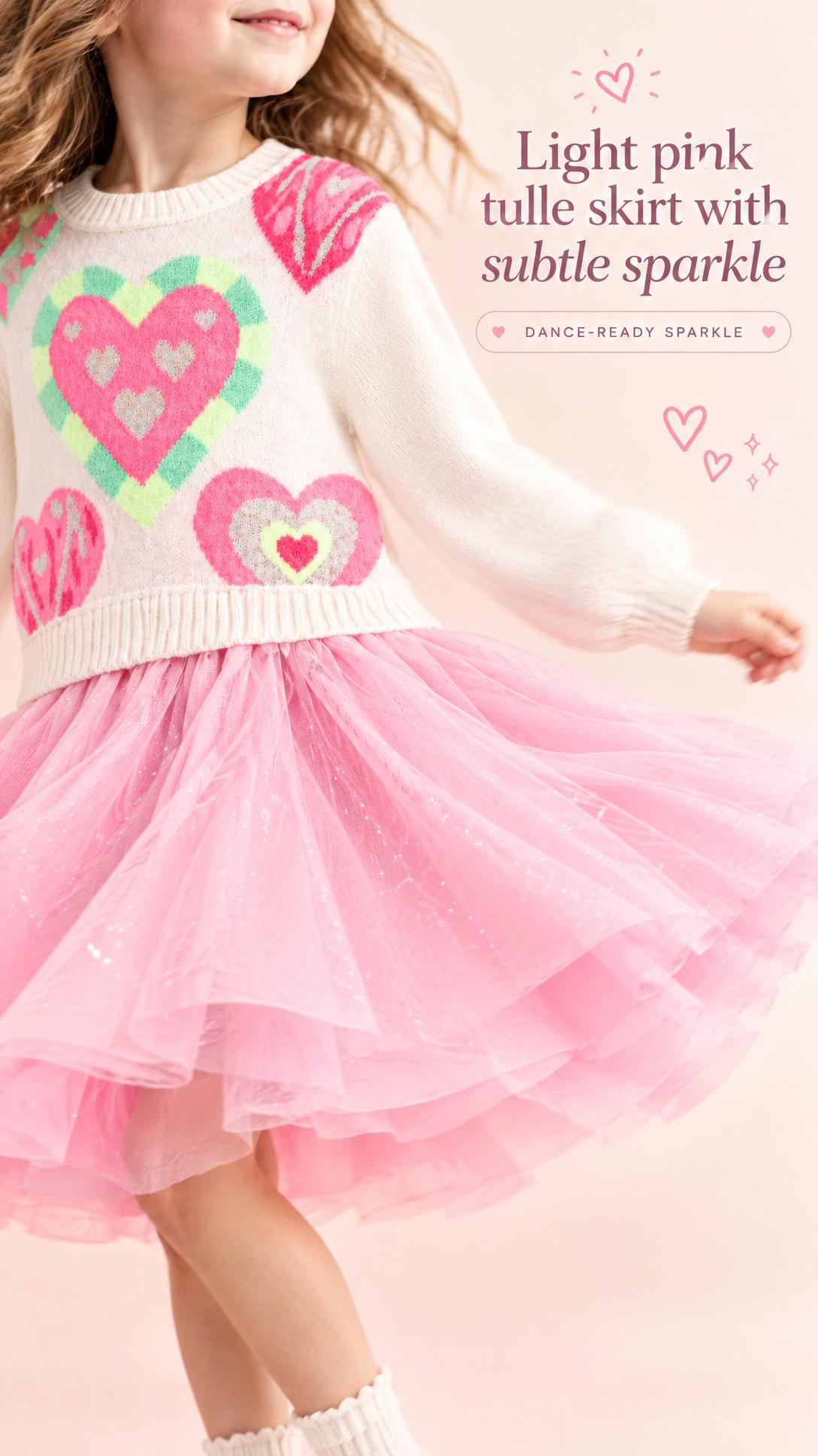 Une jupe en tulle rose pâle aux reflets subtils