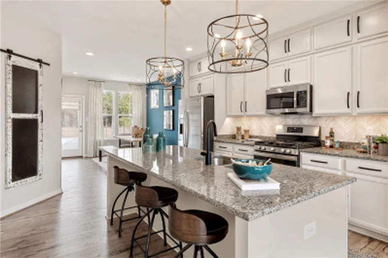 Contemporary luxury kitchen with an island in a brand-new HHHunt Home