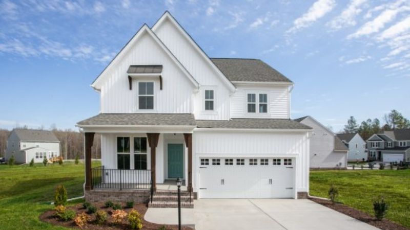 Exterior shot of a modern house with a large lot