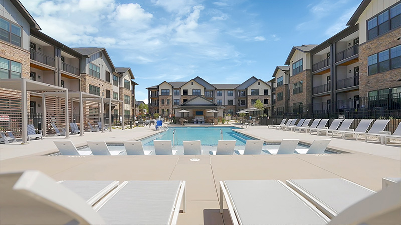 Pool between various apartment buildings