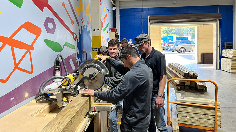 Construction team working with tools