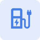Electric vehicle charging station icon with a charging plug and lightning bolt symbol.