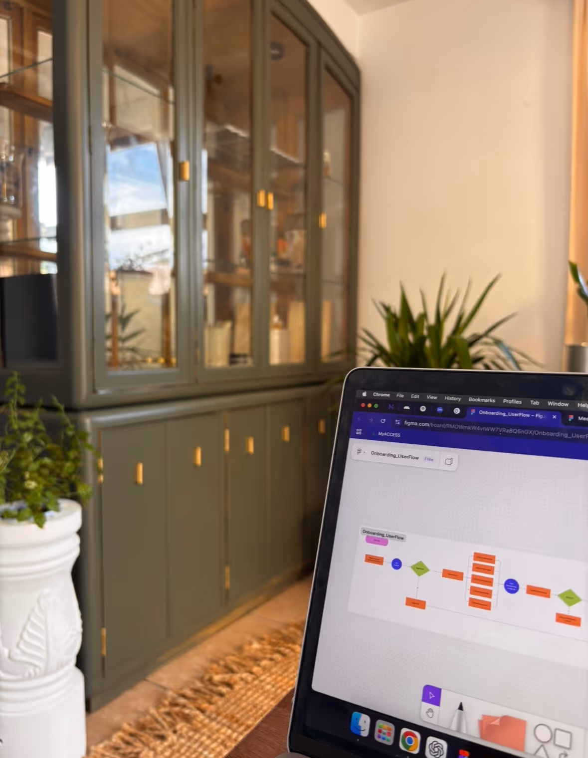 Laptop showing a UX user flow diagram