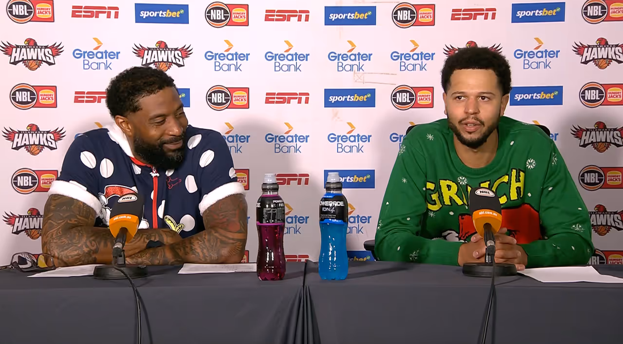 Justin Tatum & Tyler Harvey talk to the Media v Sydney Kings