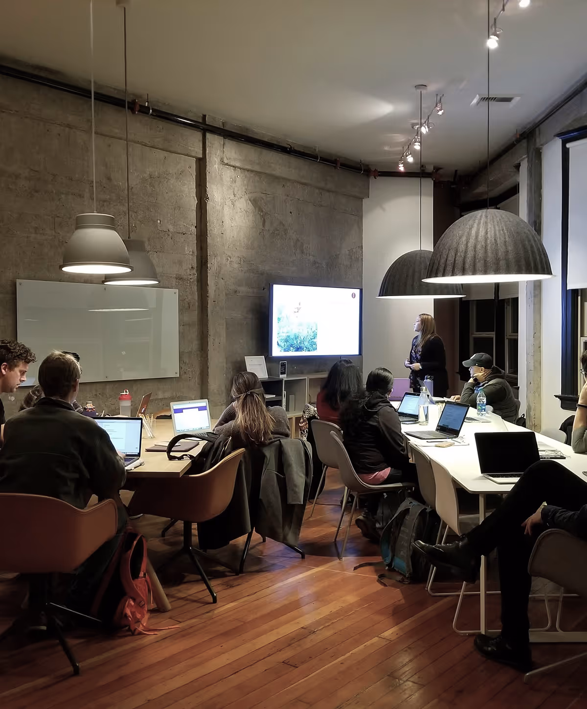 The team working together