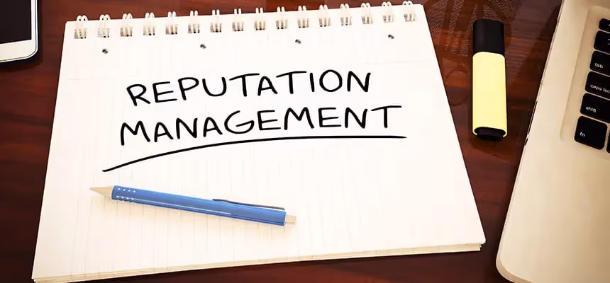 Notebook showing reputation management for Reputation Management on Social Media.