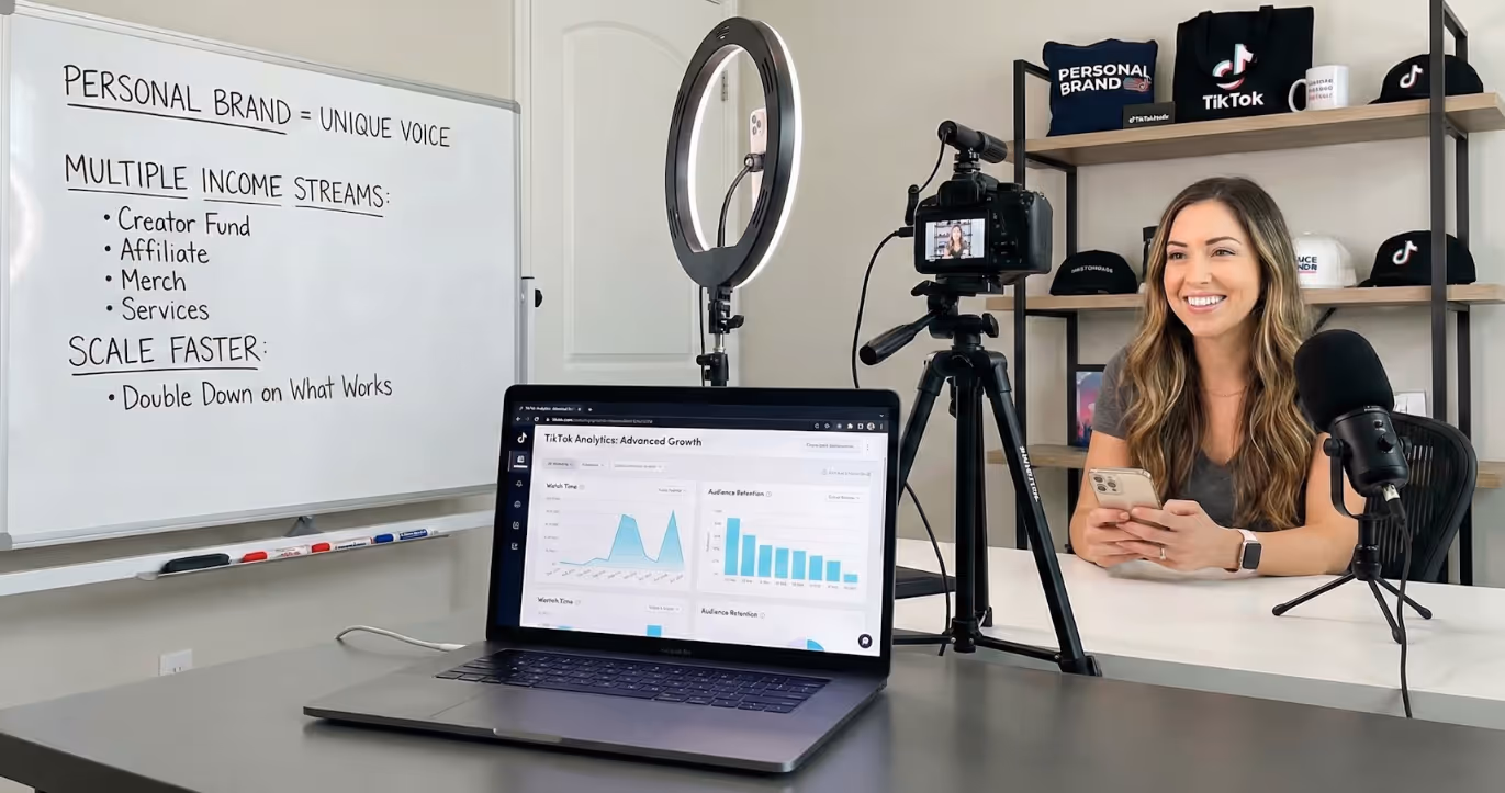 TikTok creator explaining how to make money on TikTok with a personal brand