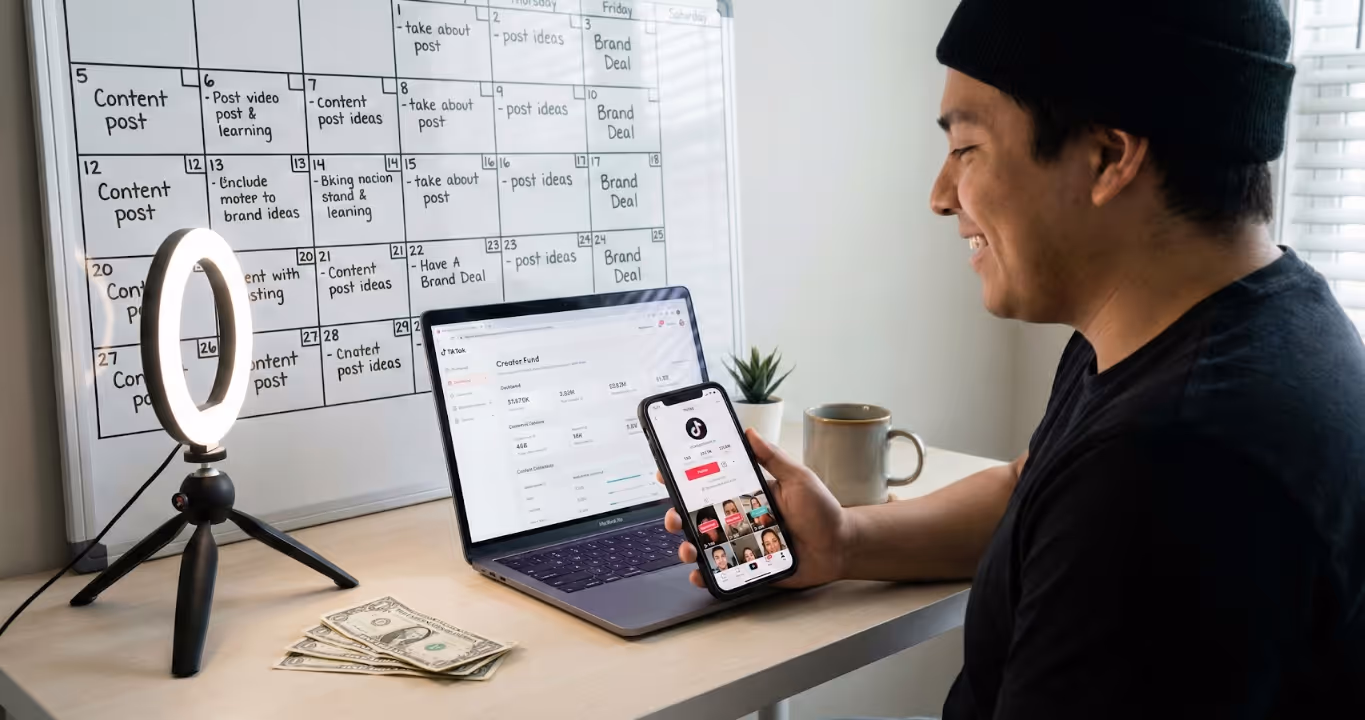 Creator learning how to make money on TikTok using planning and earnings dashboard