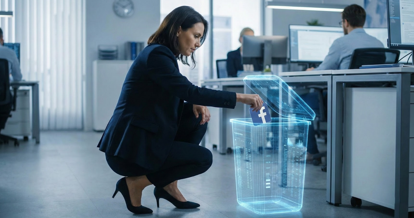 Businesswoman attempting to recover Facebook business page from deletion