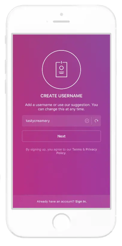 create instagram business account by setting a username during account setup 