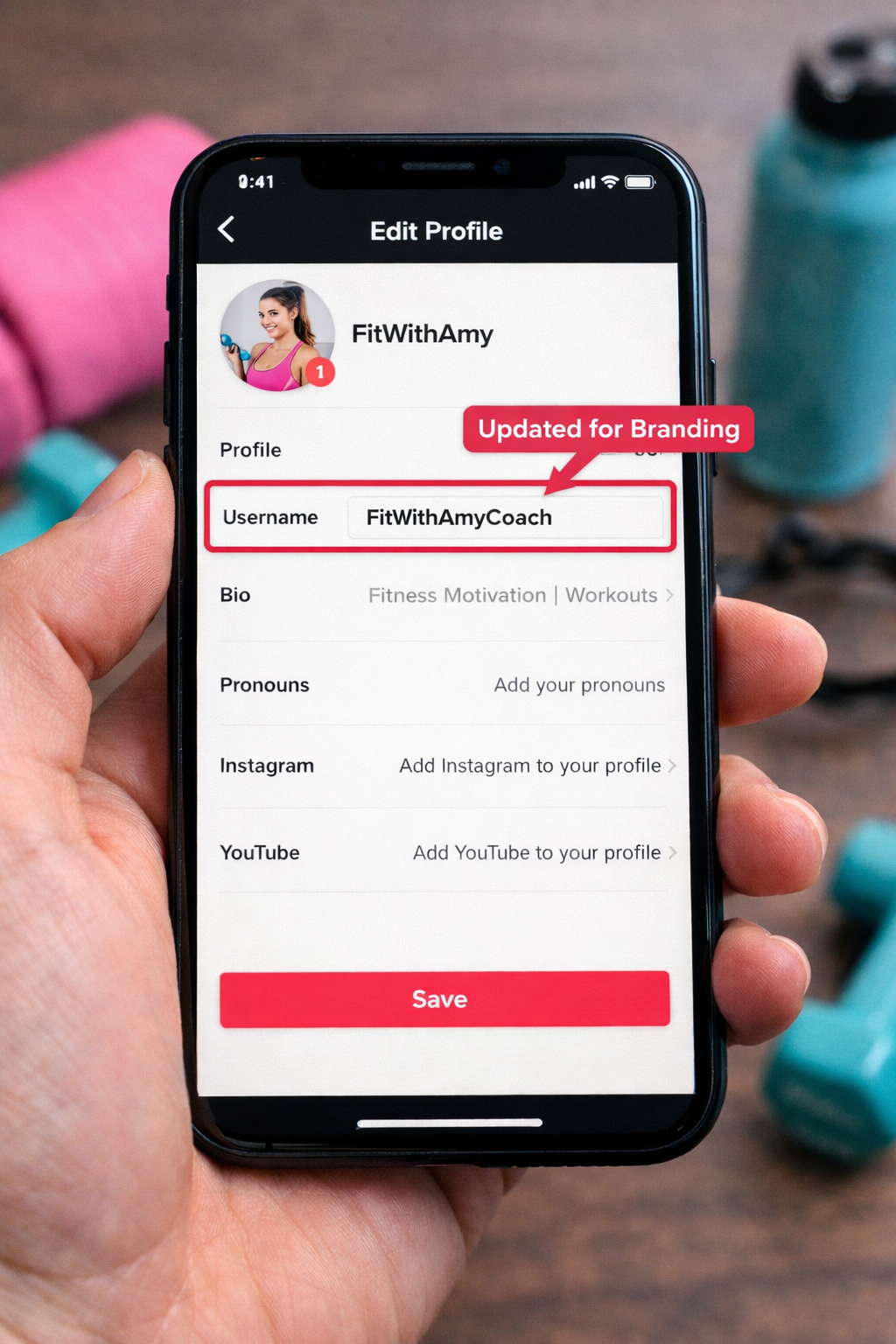 How to change my TikTok username for branding in profile settings?