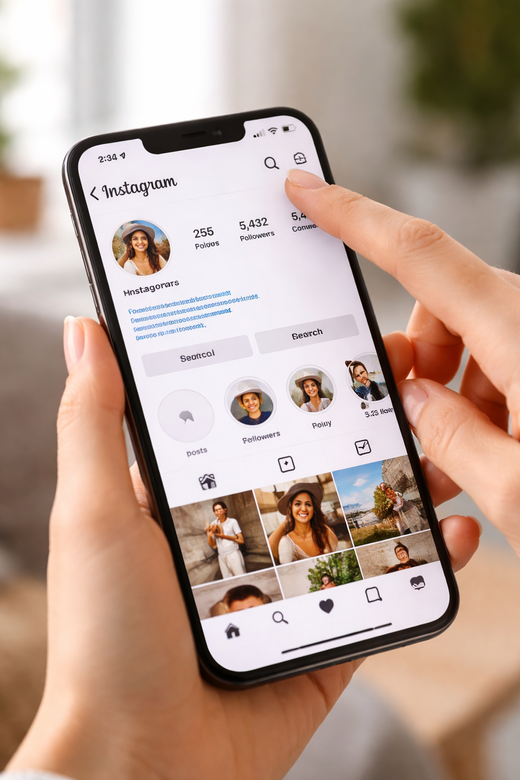 Person tapping the menu icon on Instagram profile settings screen on smartphone showing how to change instagram from business to personal‍