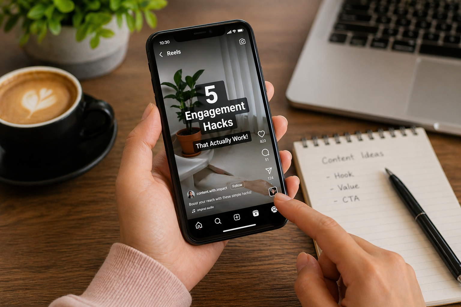 Smartphone showing reel content strategy and planning for Instagram reel script writing tips