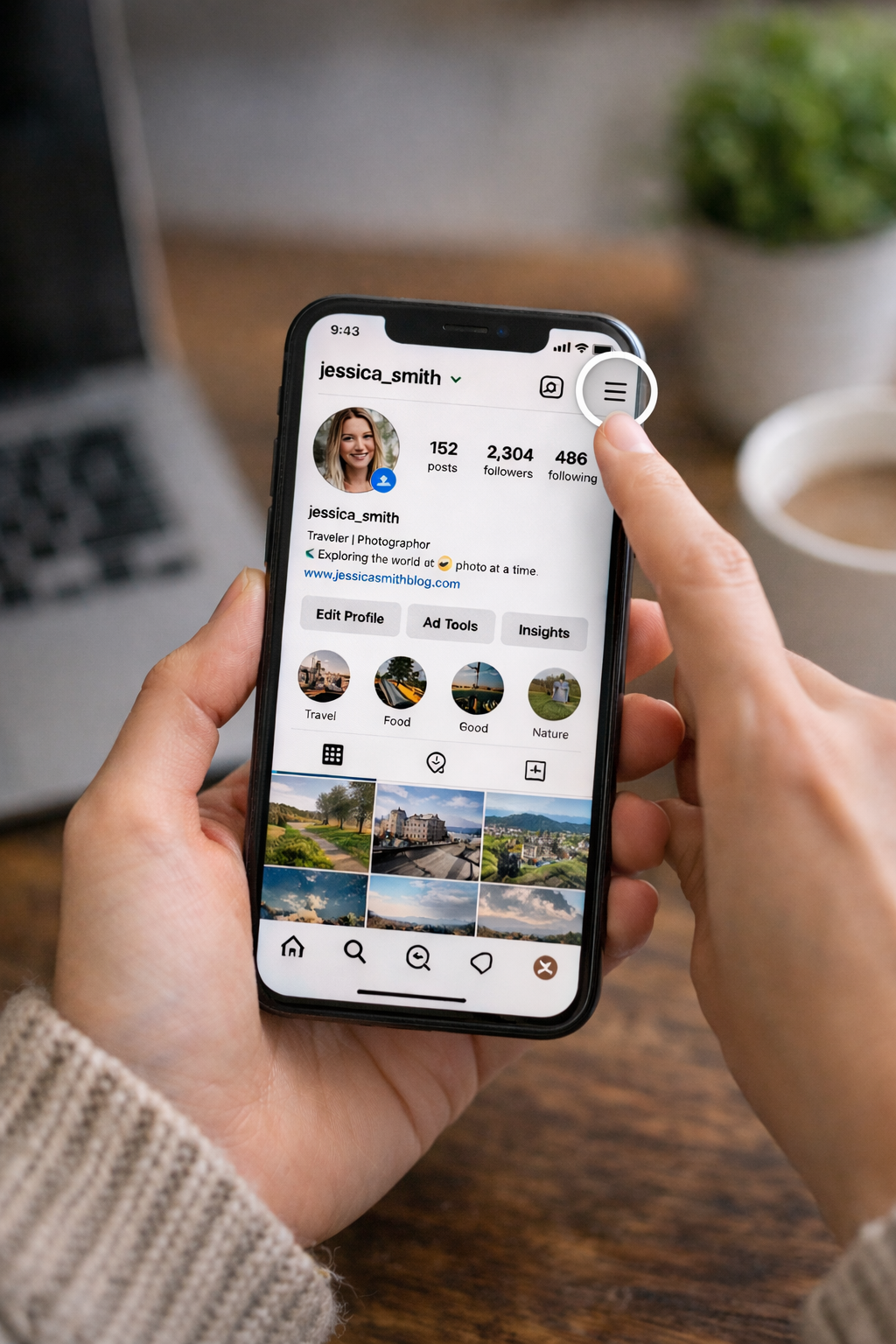 person opening Instagram settings on a smartphone to learn how to unlink Facebook and Instagram