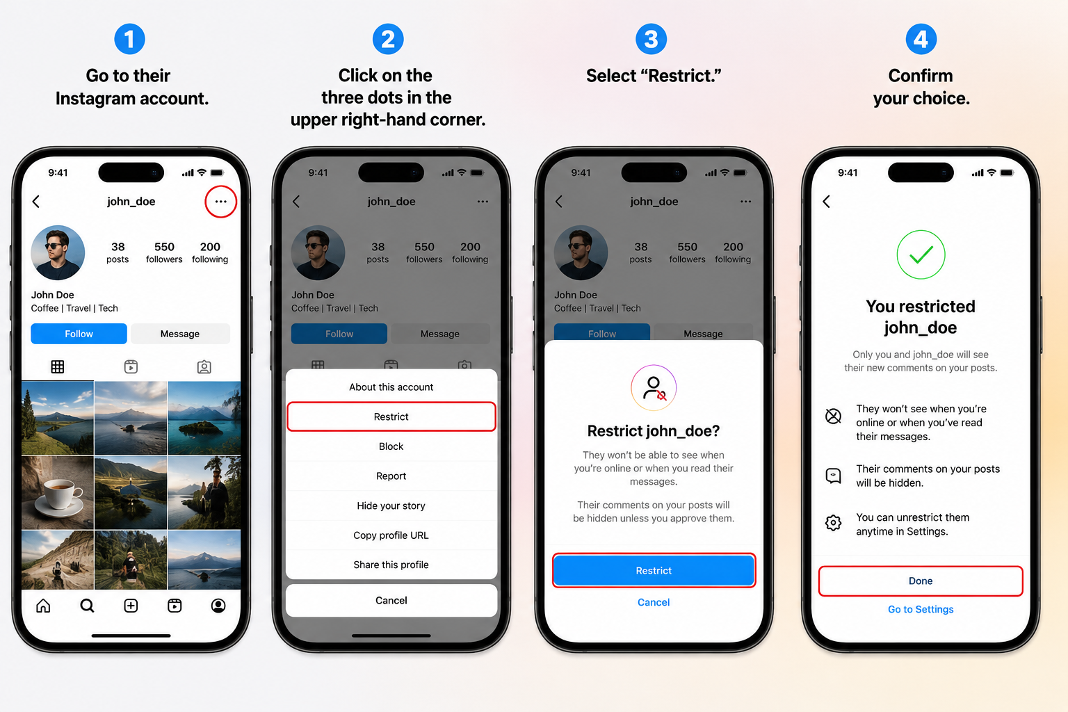 Step-by-step guide showing how to restrict on Instagram safely 