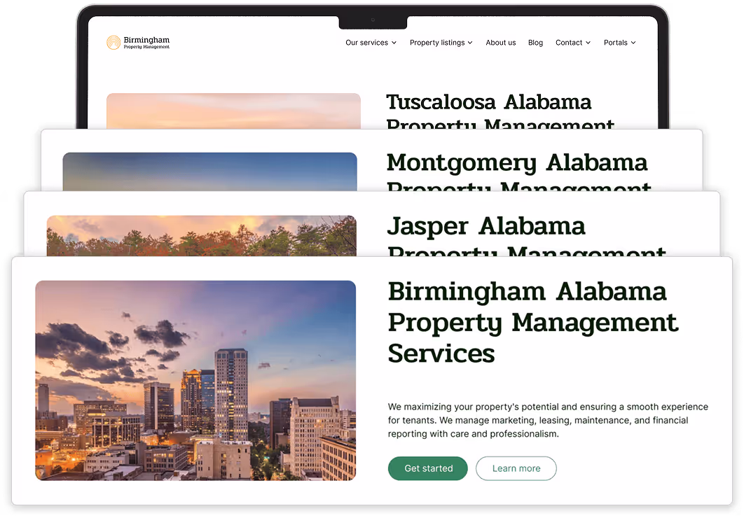 a stack of landing pages for different locations