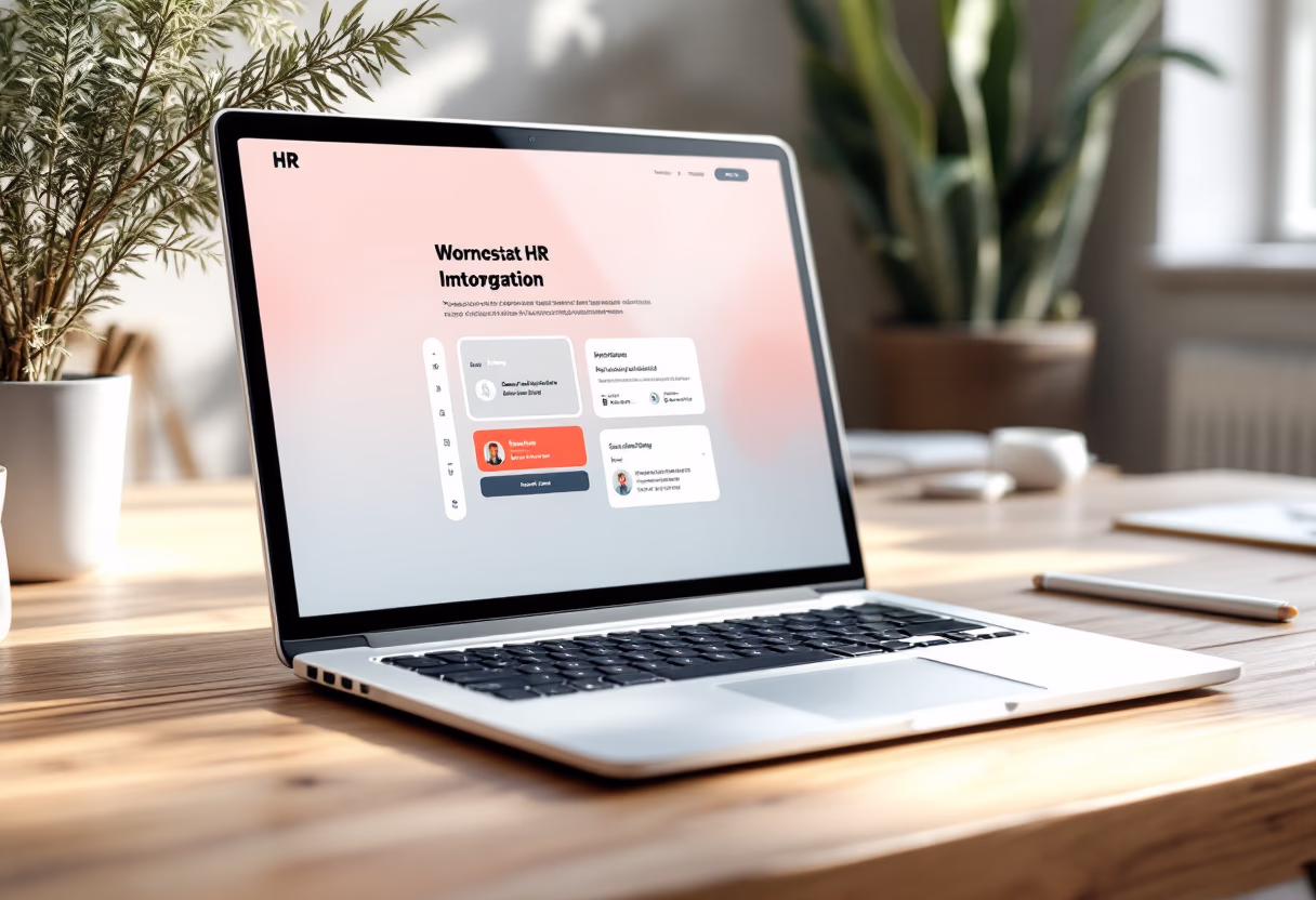 [interface] image of cloud-based solutions interface for hr tech on a laptop