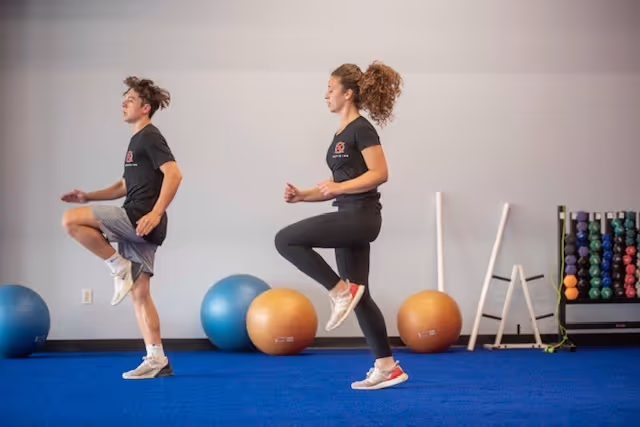 two people working out together
