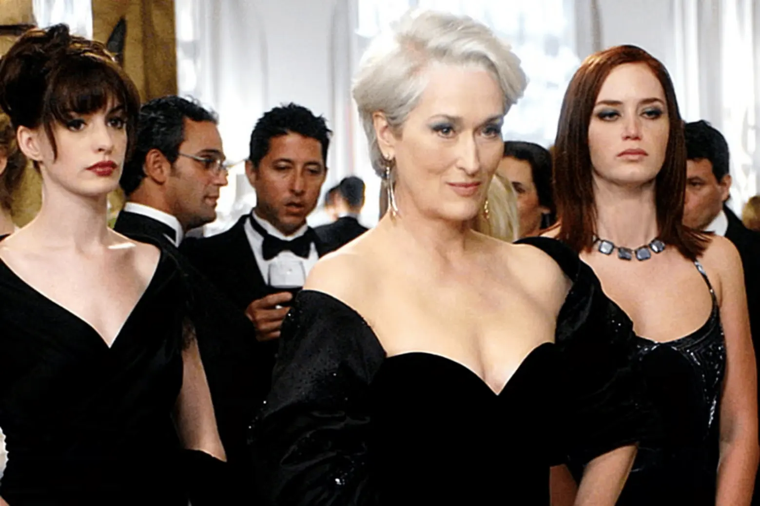 The three "soul" faces of "The Devil Wears Prada" (2006): Anne Hathaway, Meryl Streep and Emily Blunt
