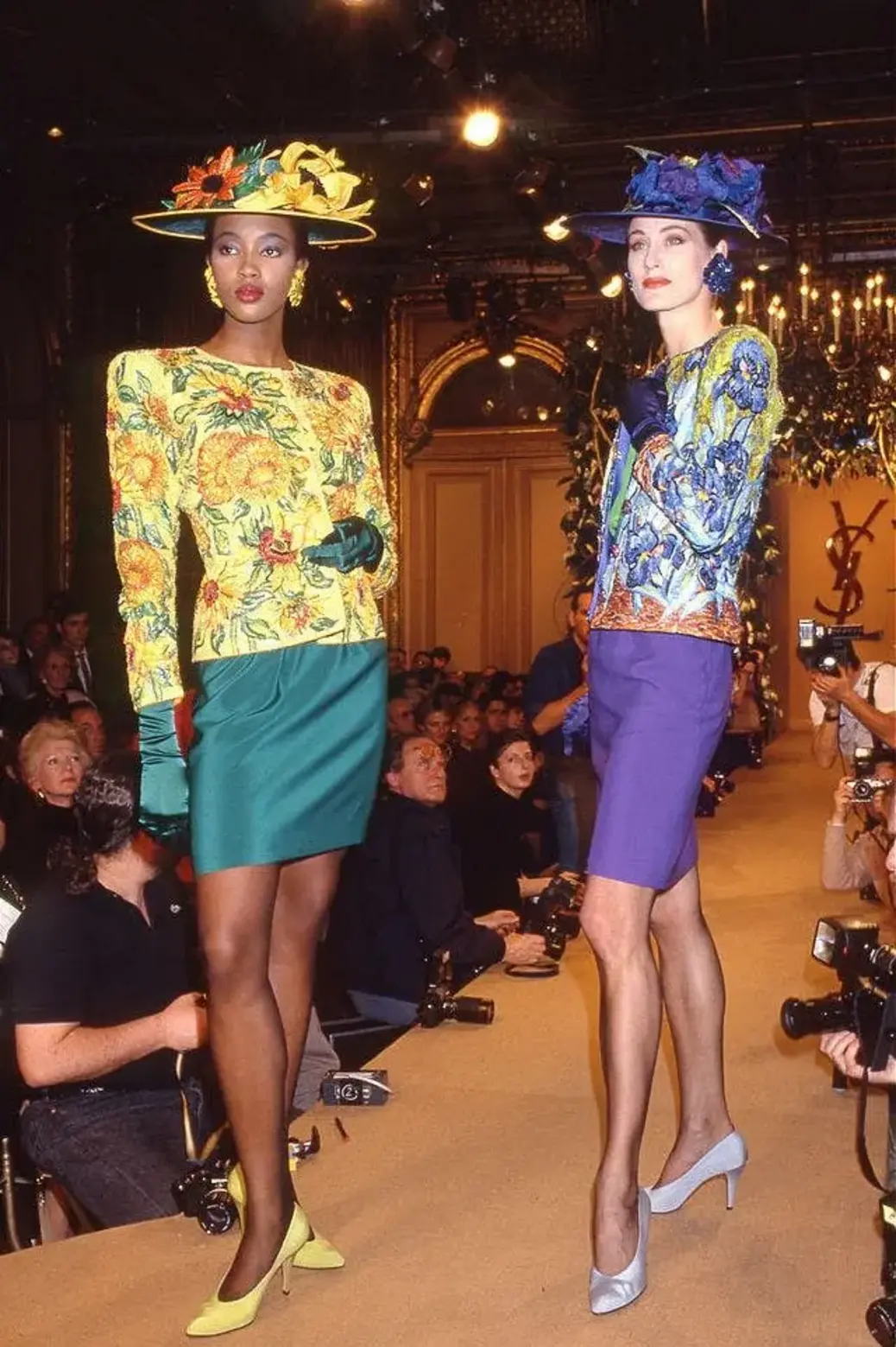 Worn by Naomi Campbell (left) and Bess Stonehouse (right) in Yves Saint Laurent’s Haute Couture Spring/Summer 1988