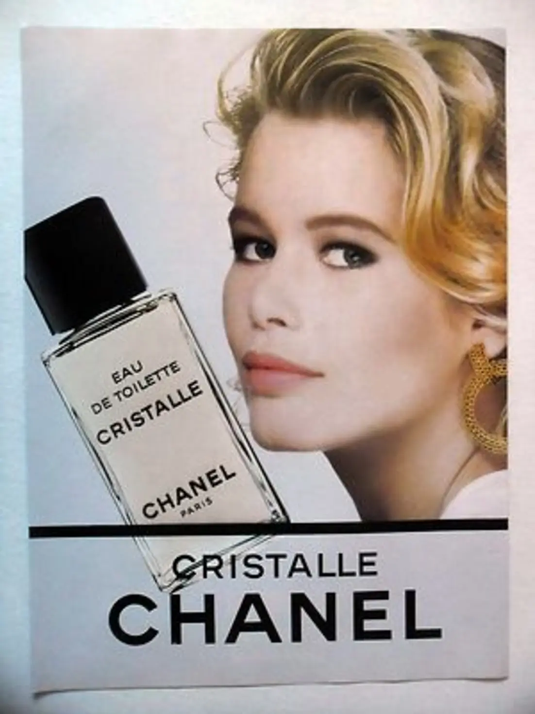 Claudia Schiffer in Chanel Cristalle perfume campaign, 1990
