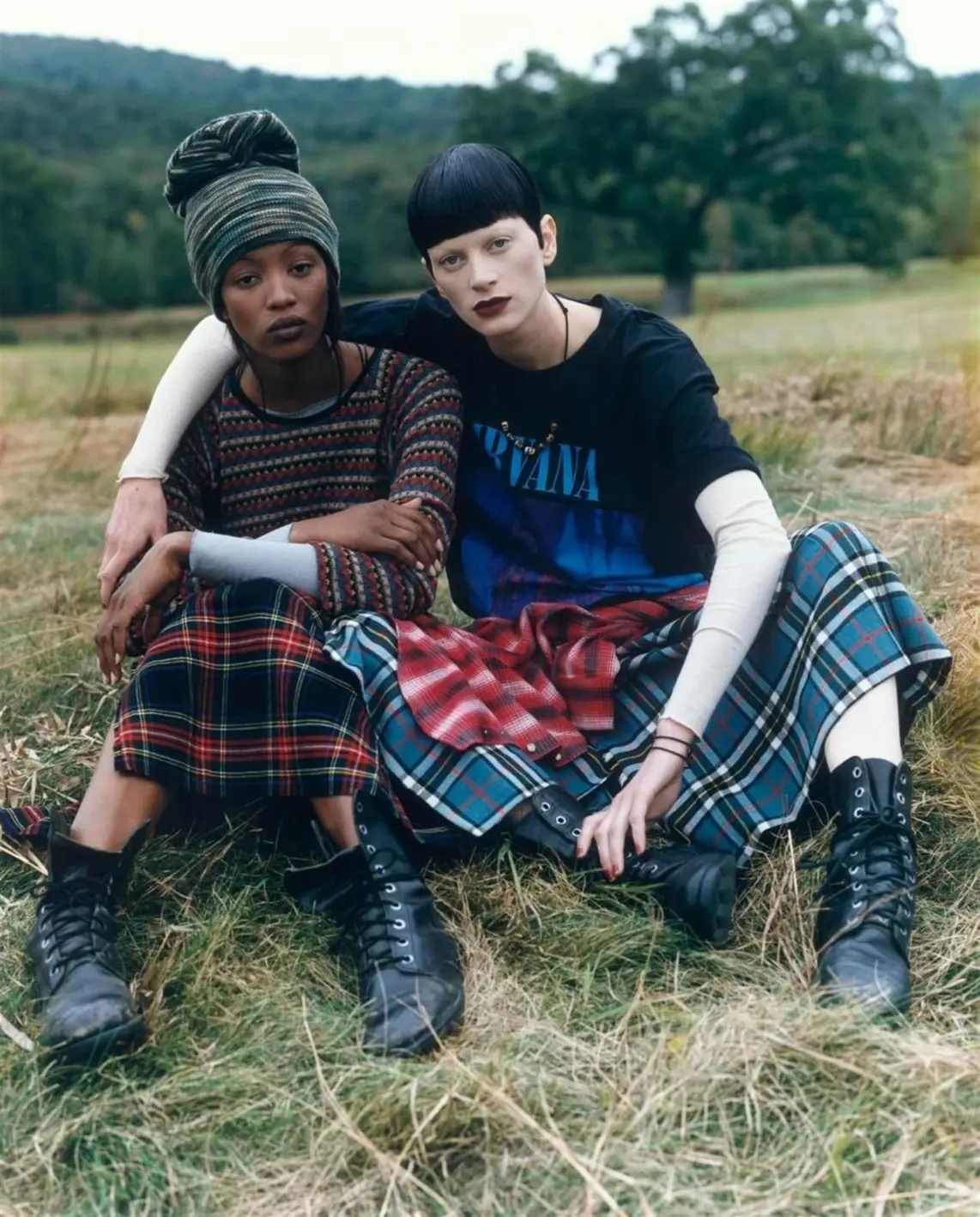 Vogue US December 1992 Editorial featuring Kristen McMenamy, and Naomi Campbell