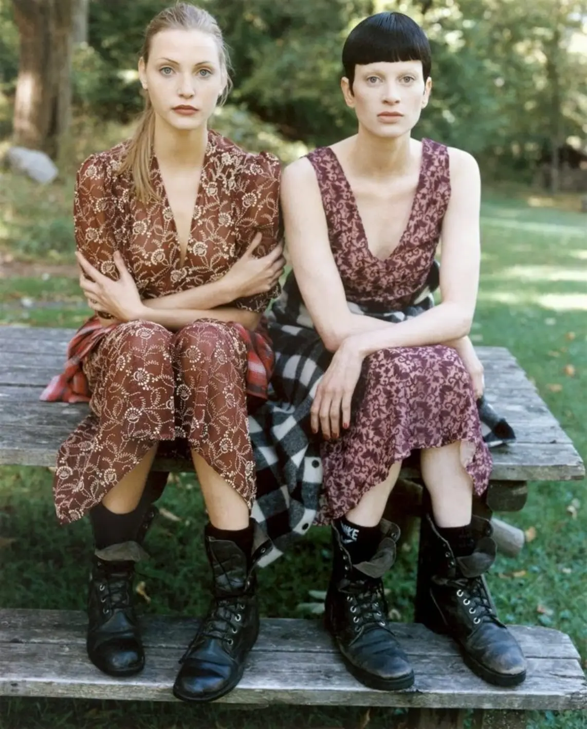 Vogue US December 1992 Editorial featuring Kristen McMenamy, and Nadja Auermann