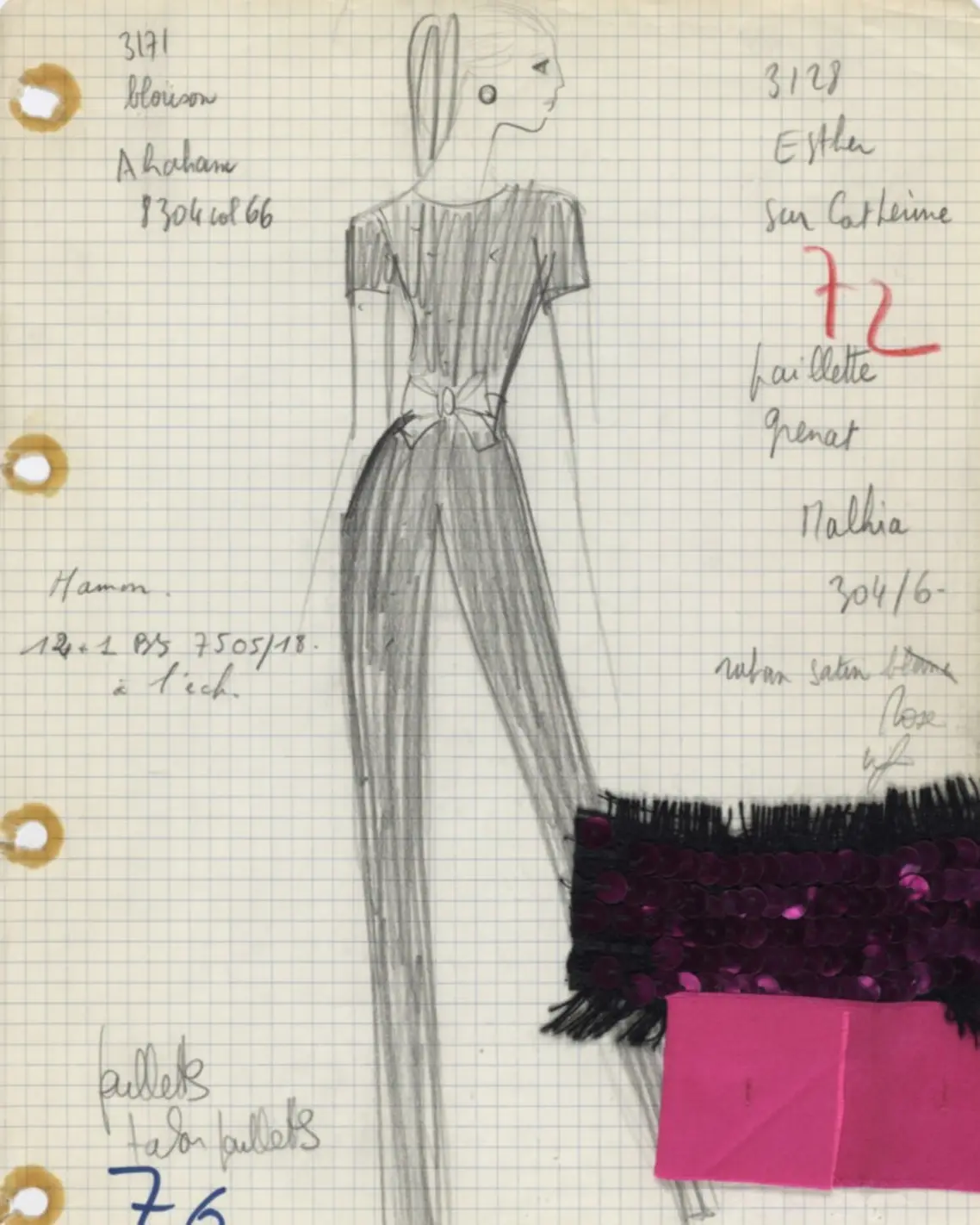 The sketch of Pantsuit in Yves Saint Laurent Spring-Summer 1968