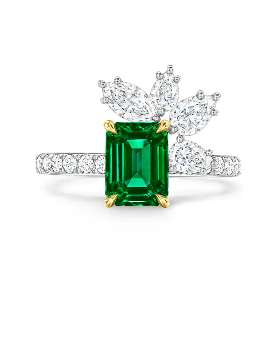 Cluster Accent Emerald and Diamond