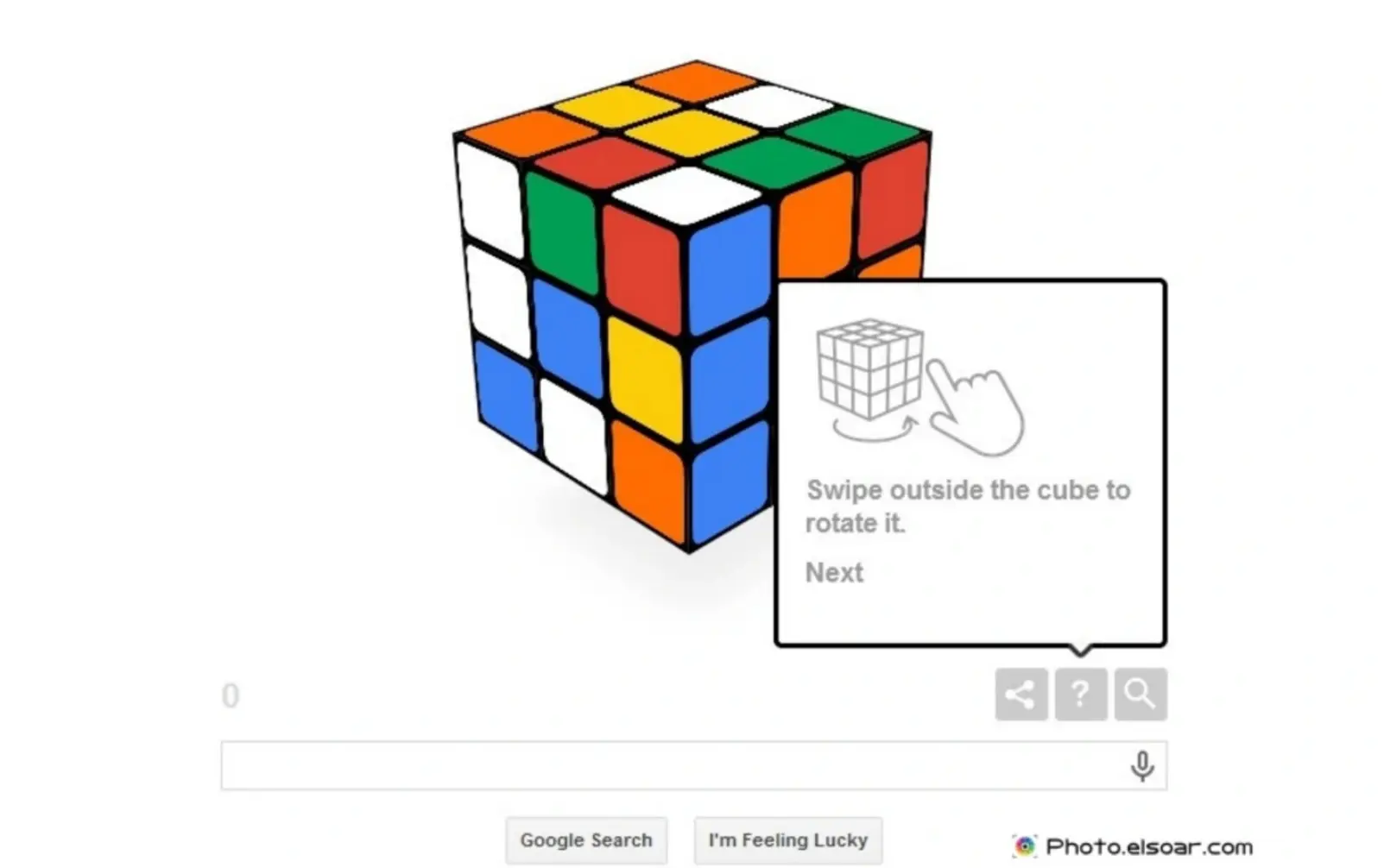 Google Doodle of the Rubik's Cube in celebration of its 40th birthday