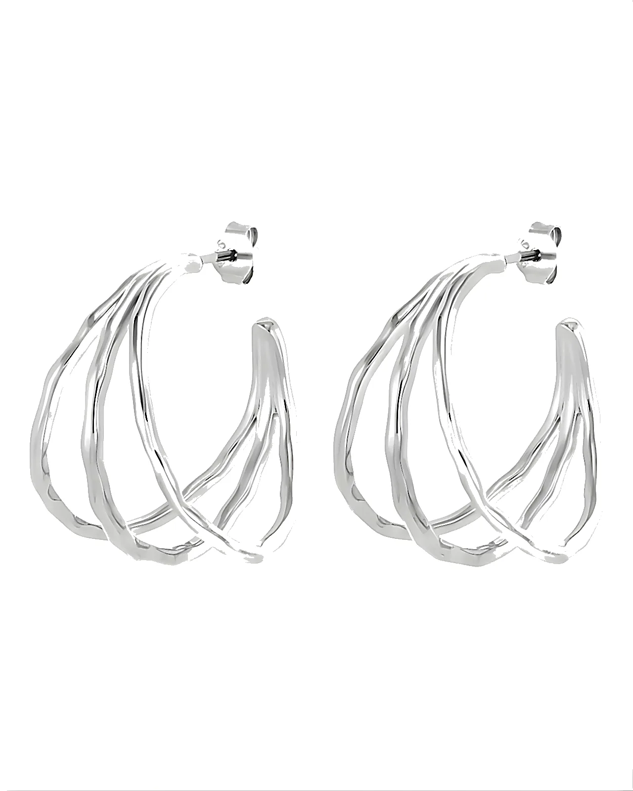 patterned Dower Hall silver Waterfall Creolen earrings