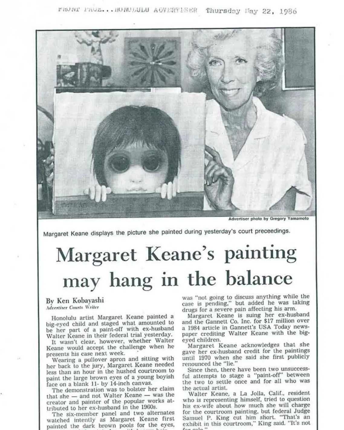 The newspaper covering Margaret's win Films