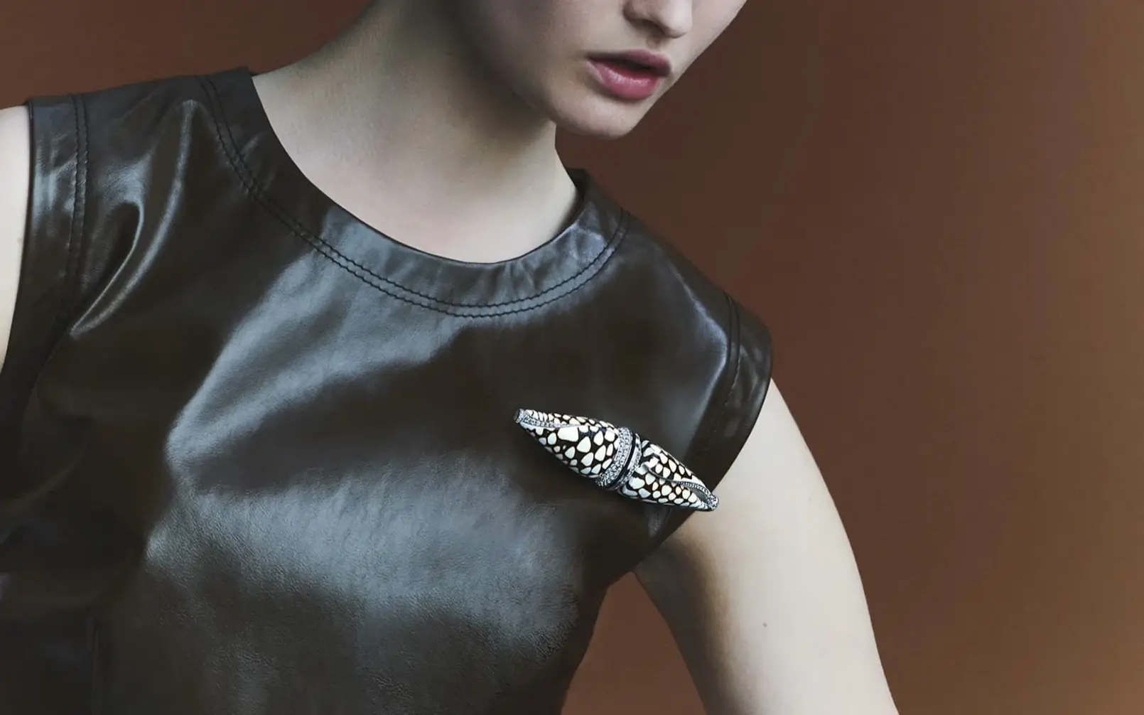 Boucheron natural shell Cornus Marmoreus, diamond and white gold Jack Coquillage brooch Jewellery