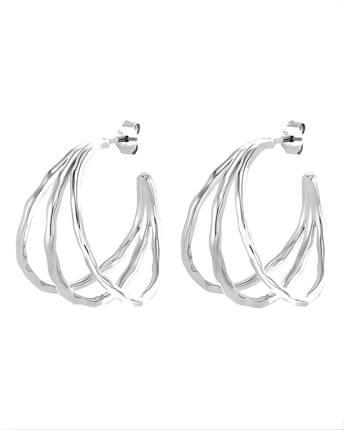 patterned Dower Hall silver Waterfall Creolen earrings