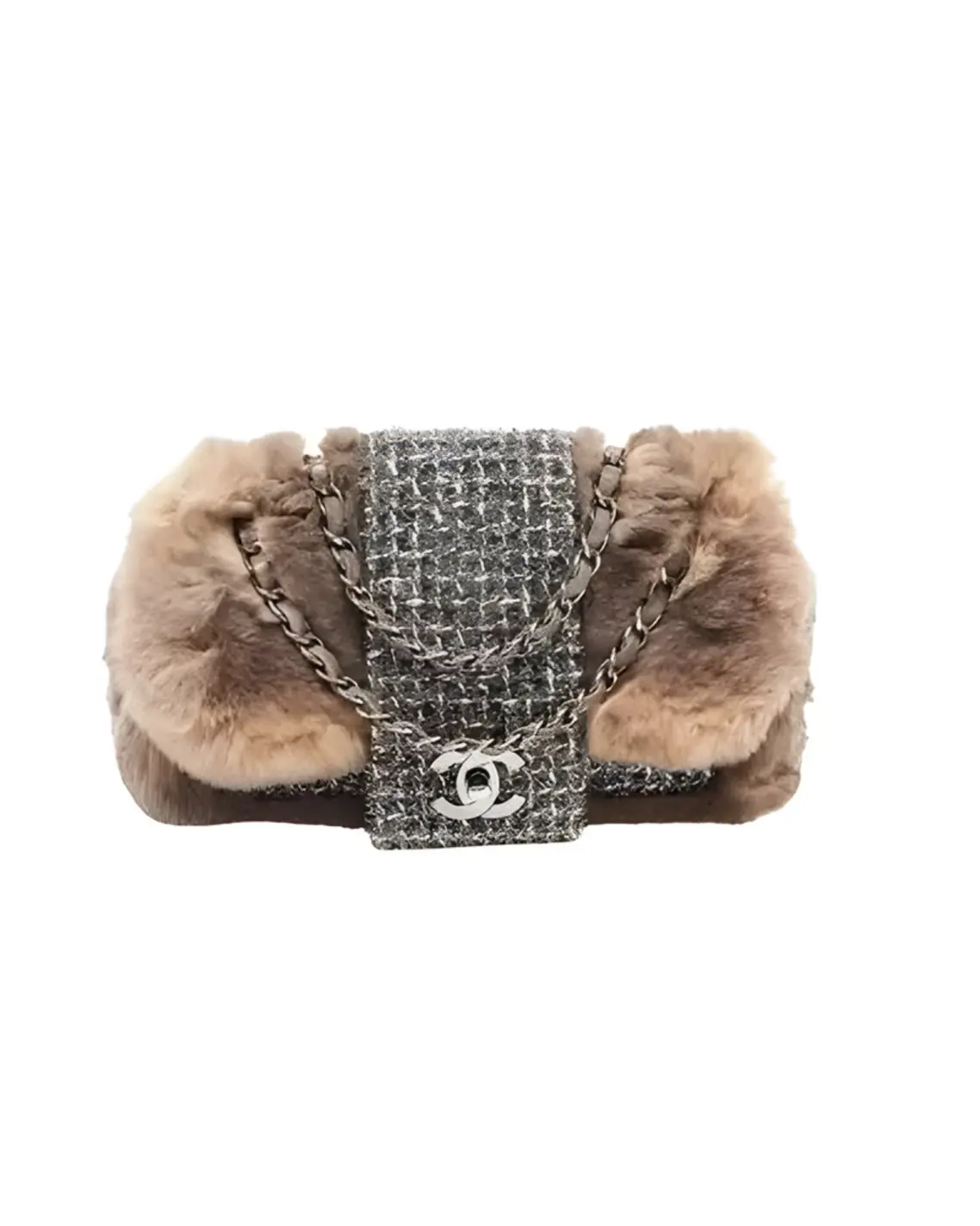Sienna Sophisticate Chanel Tweed and Fur Flap Bag
