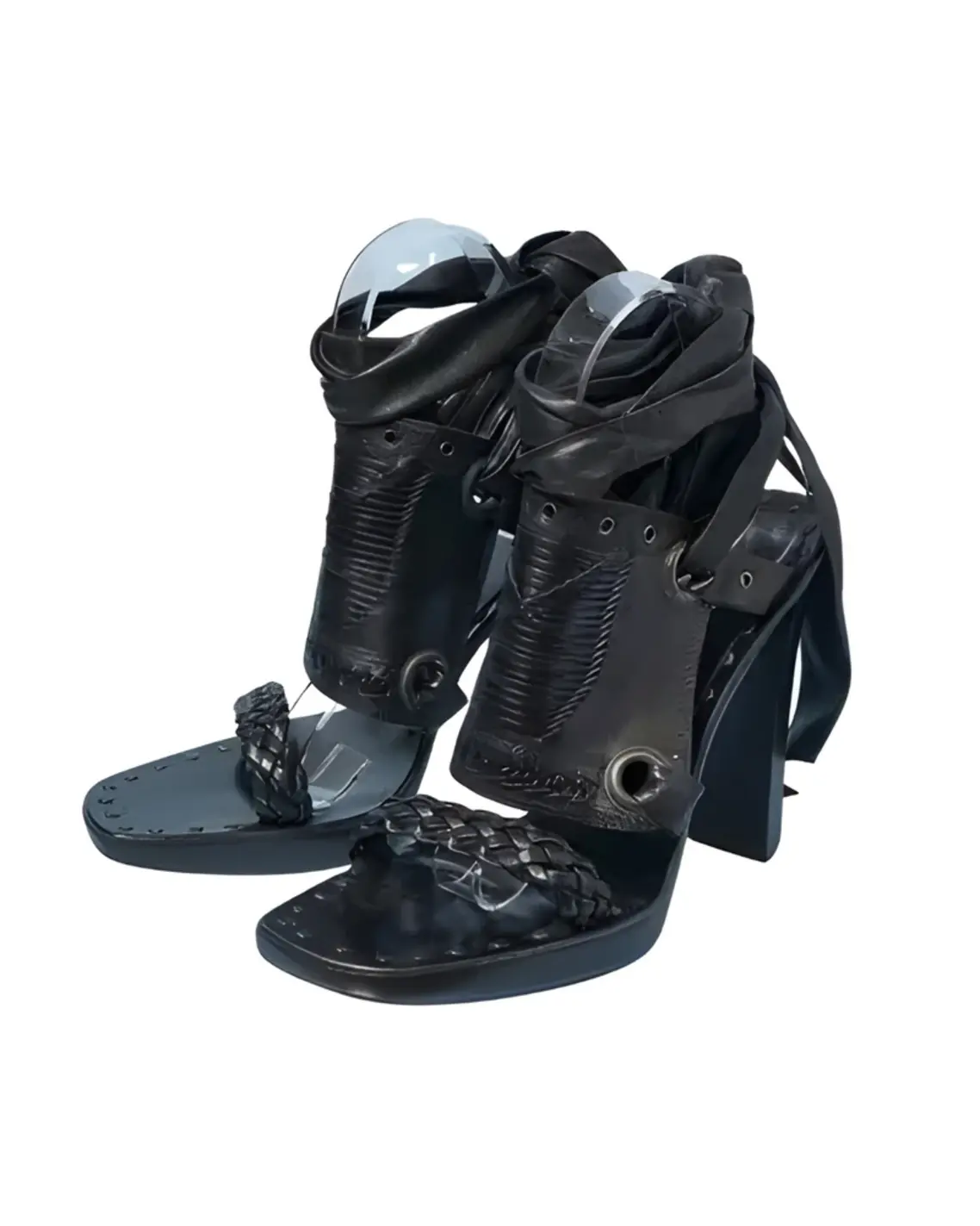 Battle Royale Saint Laurent Leather Sandals with Braids