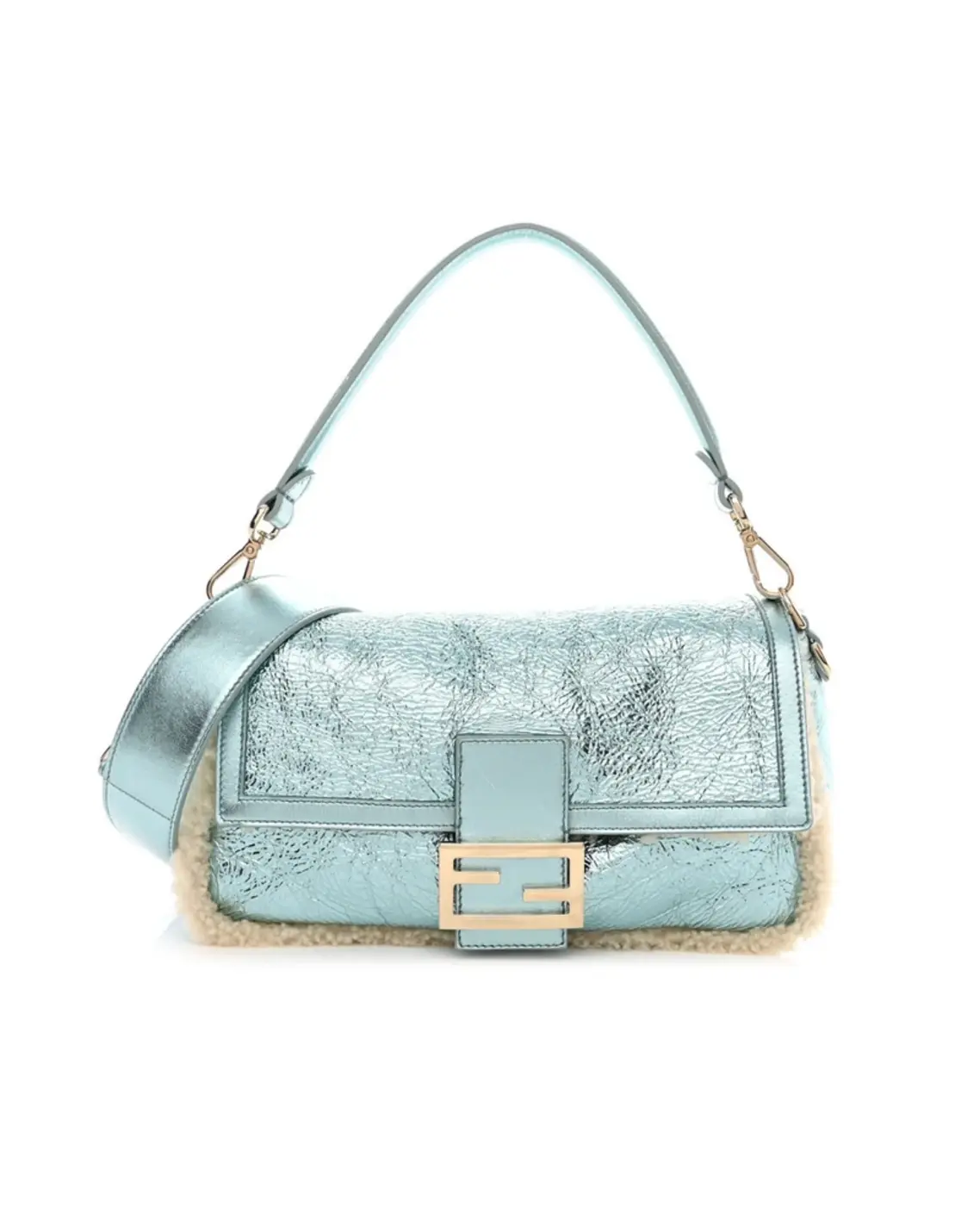Vintage Fendi Metallic Lambskin Fur Baguette