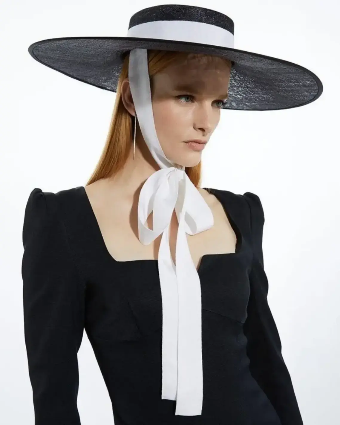 hat trends Karen Millen Grosgrain Tie Statement Boater Hat b