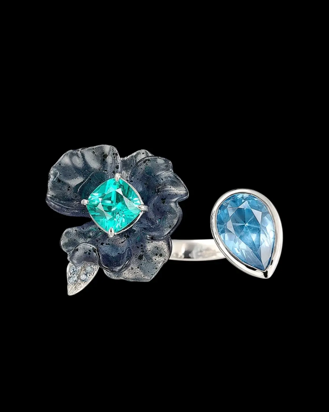 Anabela Chan's Fruit Gems luxury jewelry trends Paraiba Blueberry Petunia Ring