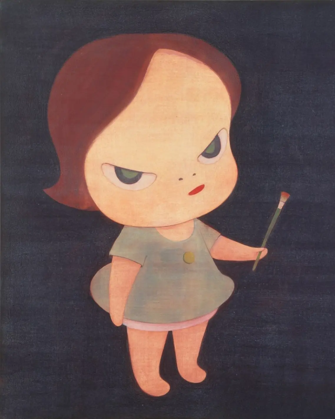 Yoshitomo Nara Sleepless Night (with Paint Brush), acrylic on canvas, 120.0 x 110.0 cm