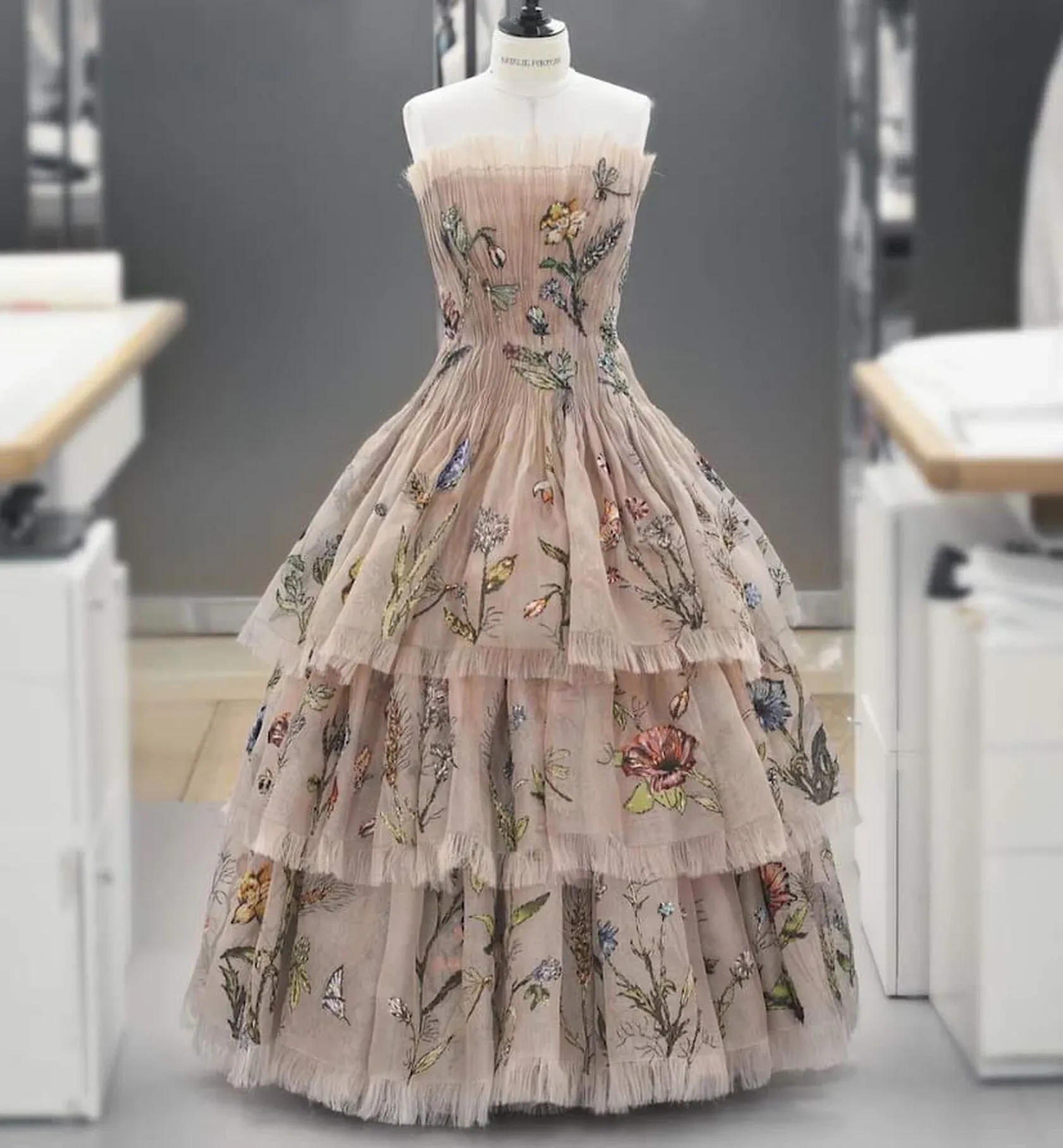 Miss Dior 2026 Dior "Millefiori" haute couture bustier dress, designed by Maria Grazia Chiuri