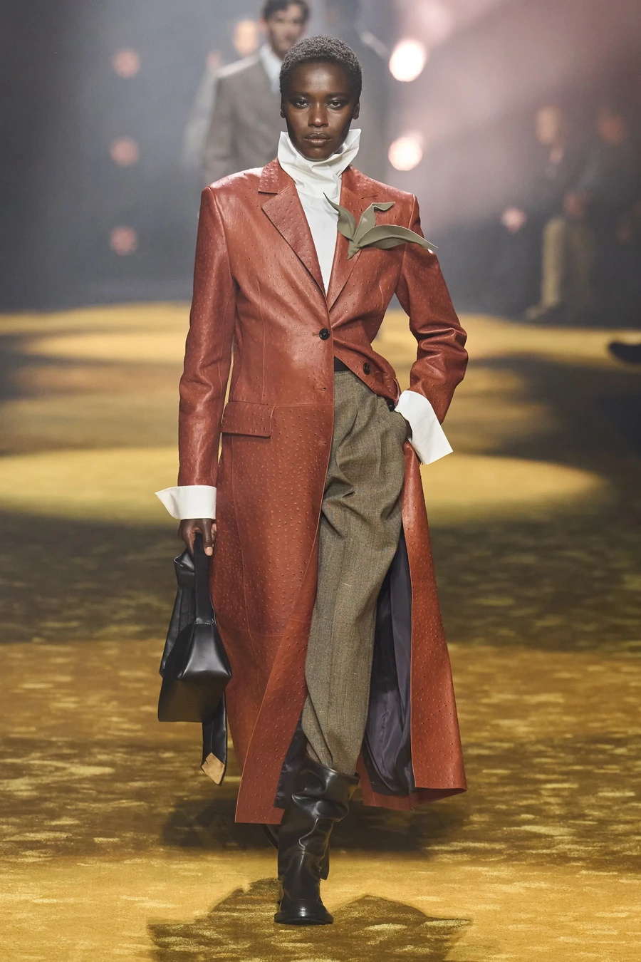 embossed leather b