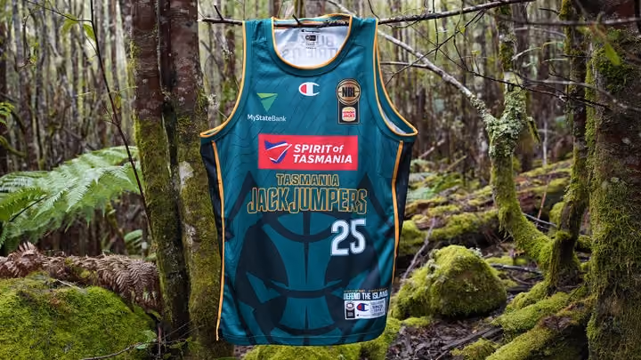 Tasmania JackJumpers Unveil NBL25 Championship Jersey Featuring Gold NBL Logo