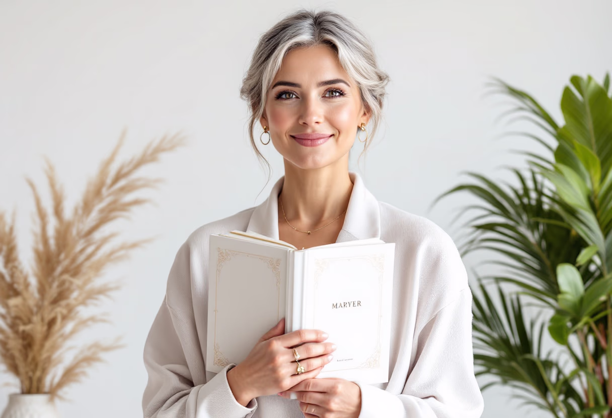 image of author with book collection