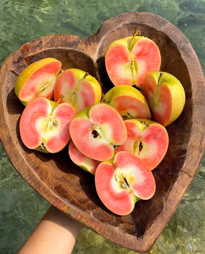 exotic green apples with pink and white cores from Miami Fruit