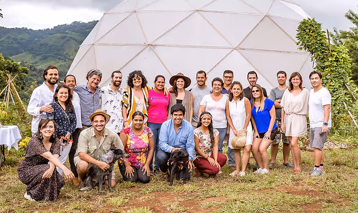 A group of diverse villagers in eco-village