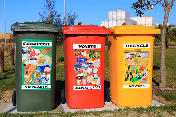three different waste bins