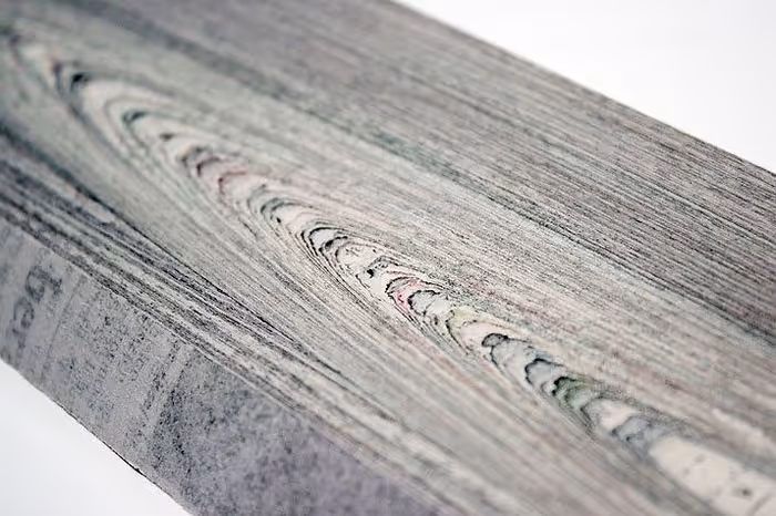 wood slab made of compressed newspaper